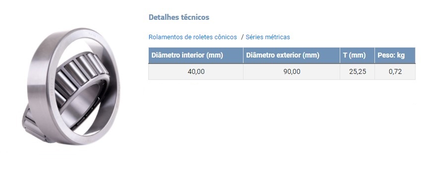 ROLAMENTO DIANT/TRAS. EIXO FIXO CAIXA MB