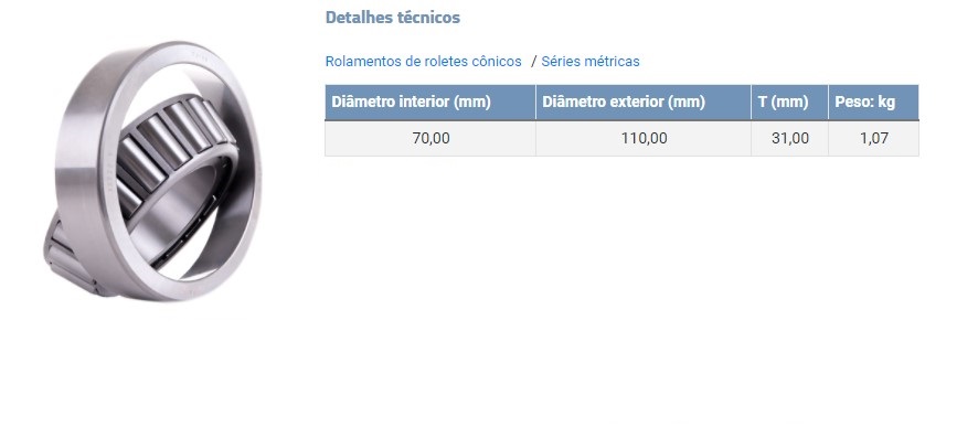 ROLAMENTO CONICO LATERAL CAIXA SATELITE